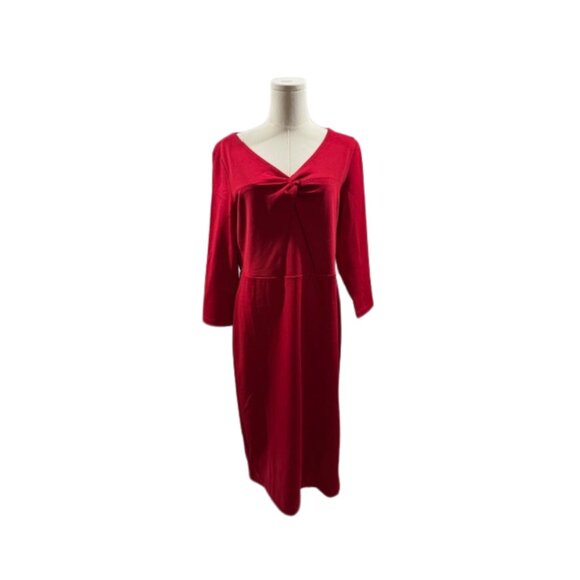 Talbots Red Knot Front Midi Dress Size 10 NWT Perfect for Special Holiday Event - Picture 4 of 8